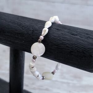 Vintage Clasp Bracelet - Shell with Pink Accents